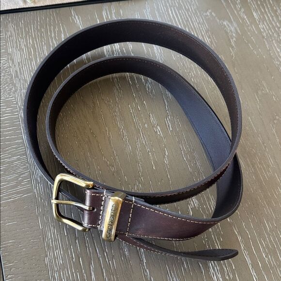 Carhartt Dark Brown Genuine Leather Belt with Buckle Casual Men’s Size 52 GUC - Picture 1 of 12
